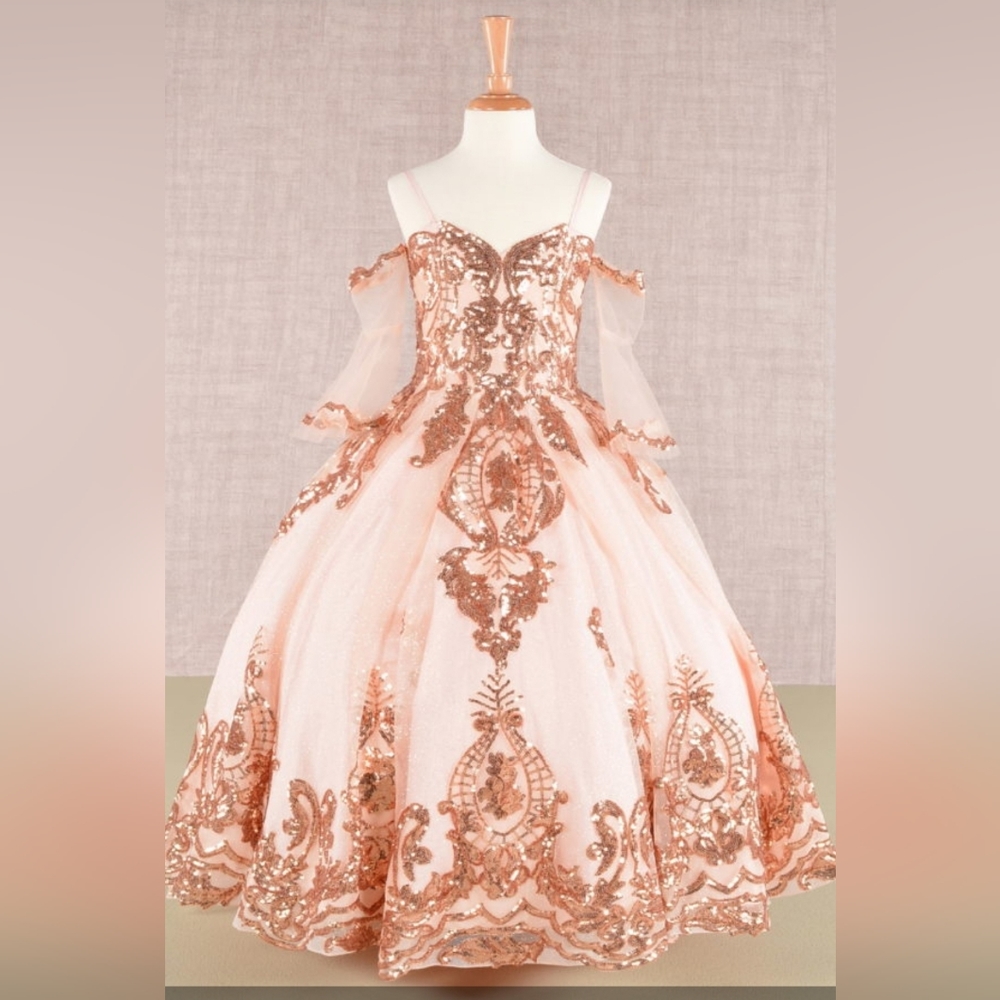 Glitter Sequin Embellished Mesh Kids Dress